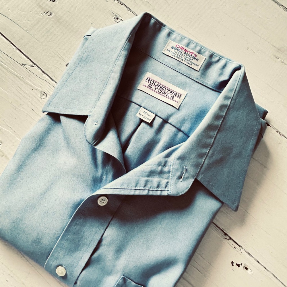 Roundtree & Yorke Mens Dillard's Wrinkle Resistant Blue Short Sleeve Dress Shirt